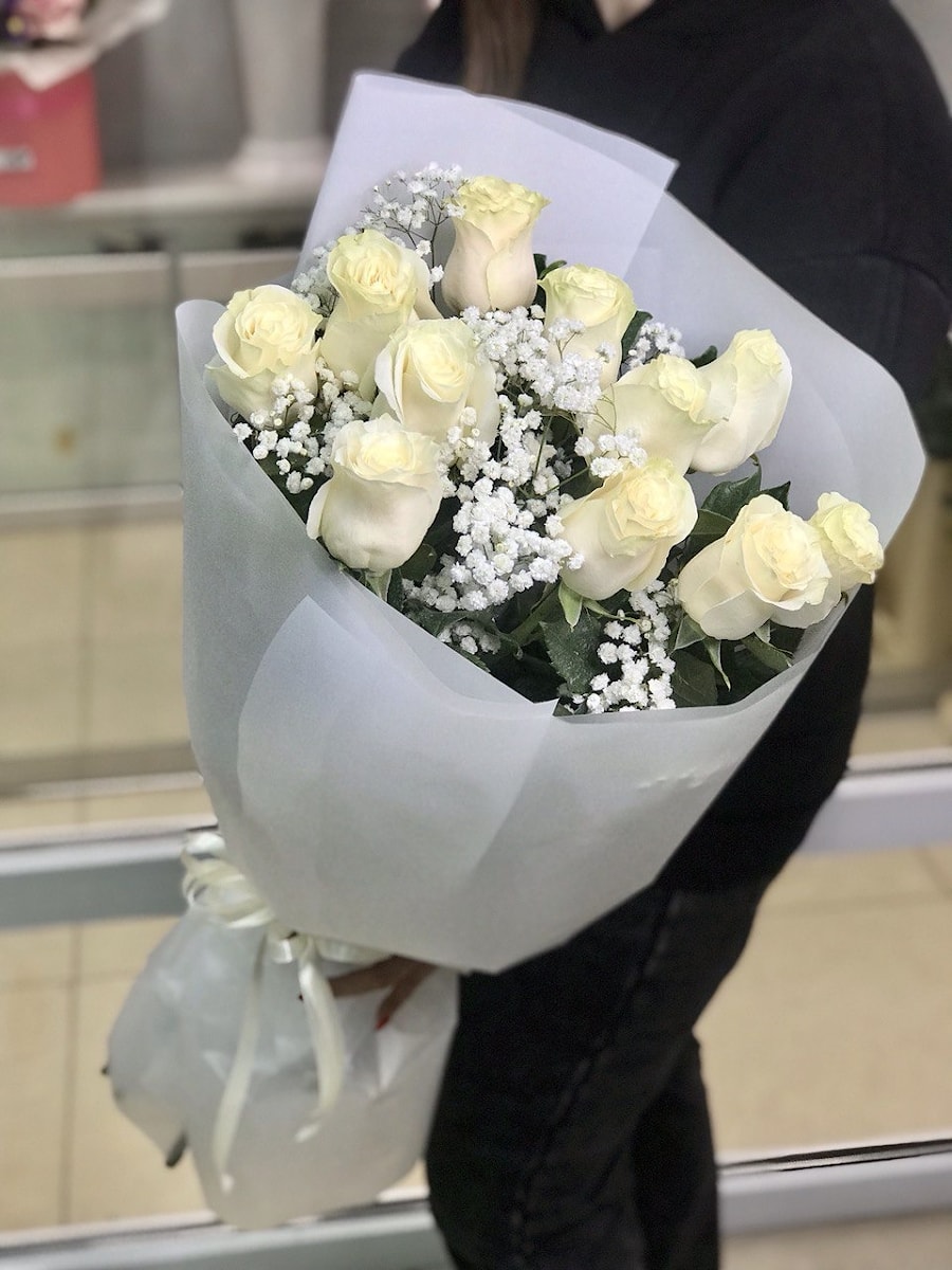 Букет №48 Модный Букет из Розы и Гипсофилы