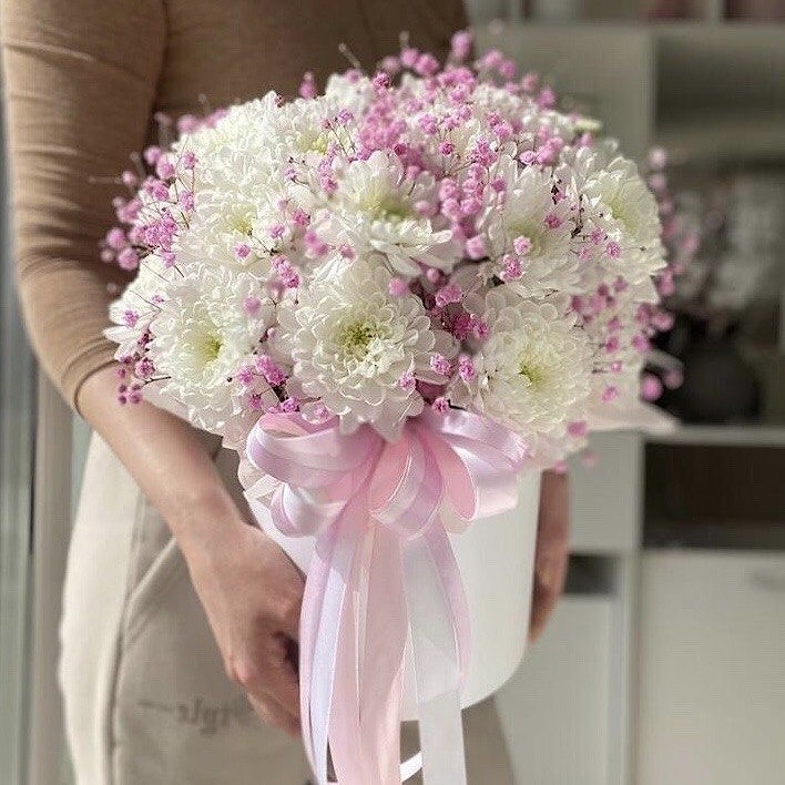 Цветы в коробке "Зефирка"